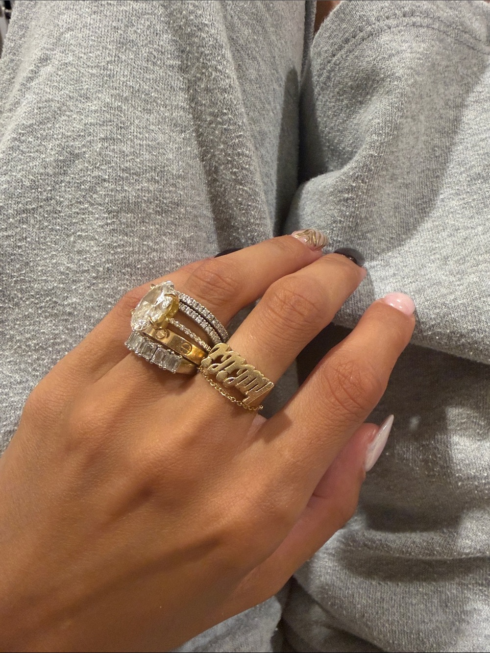 pair of TWO 14k white gold moissinite wedding bands